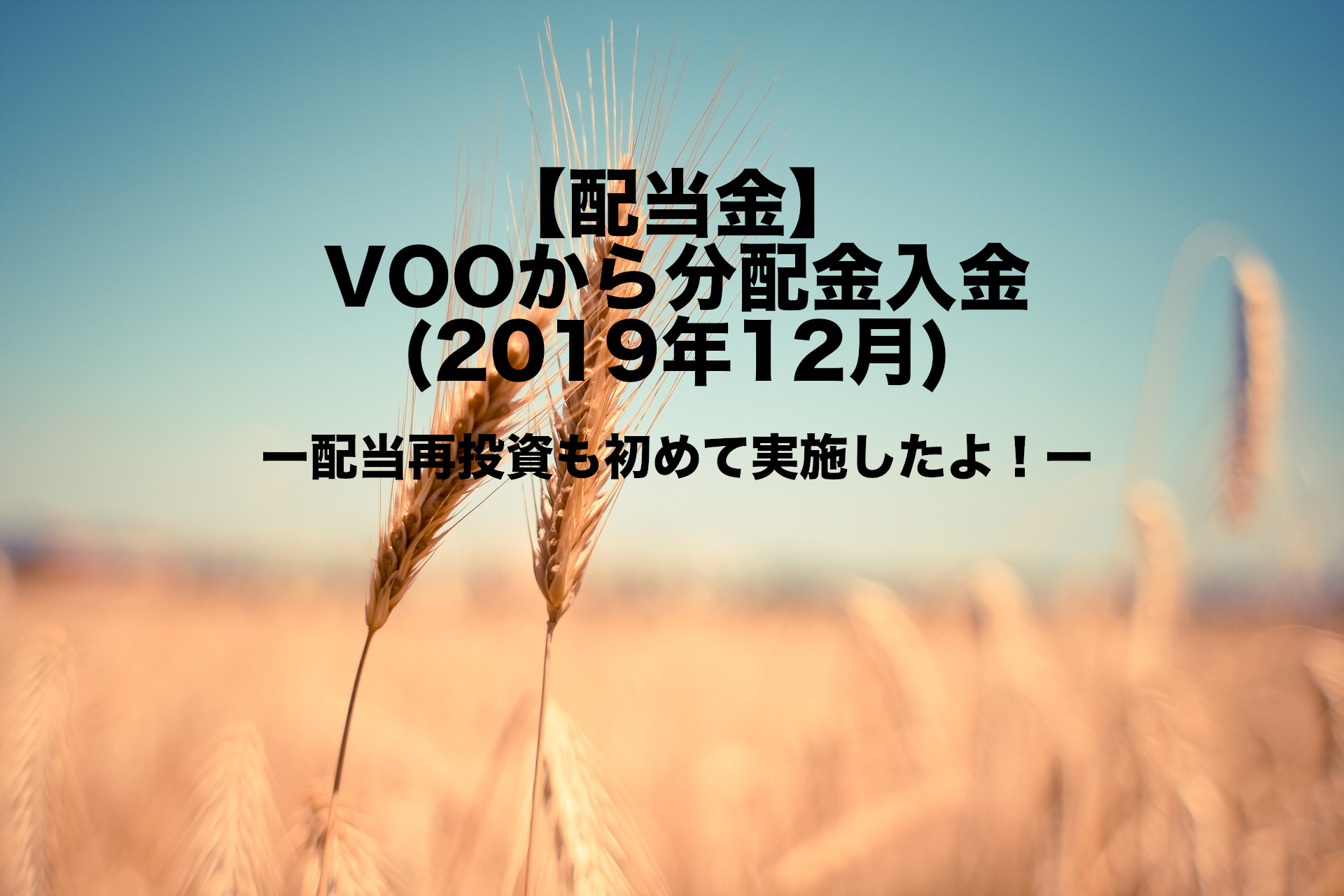【配当金】VOOから分配金入金(2019年12月)